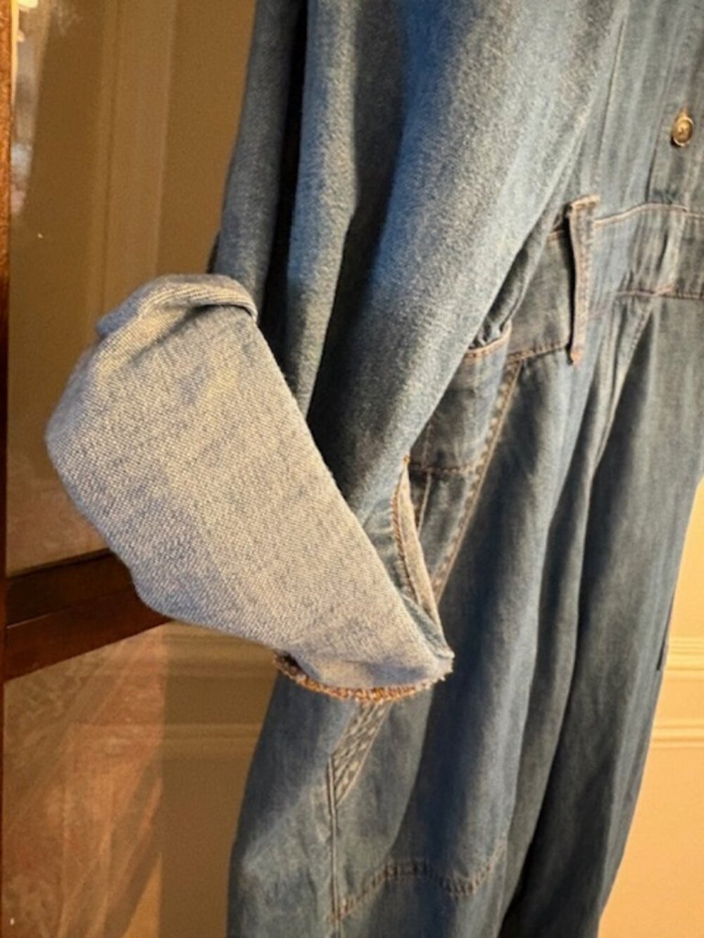 Anthropologie Denim Utility Jumpsuit, Size 2X - Picture 5 of 11